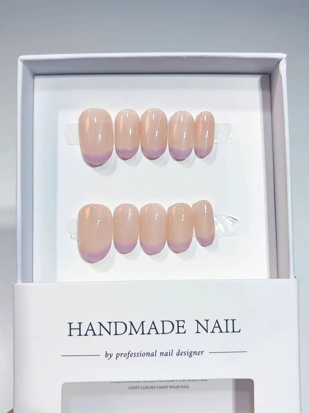 A039 - Short Nude Purple Oval French tip VibeNailsLab