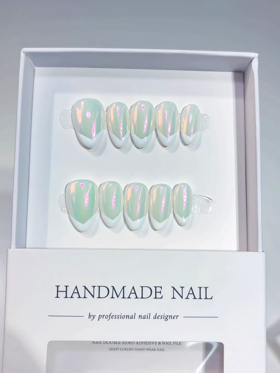 A040 - Short White Almond French tip VibeNailsLab