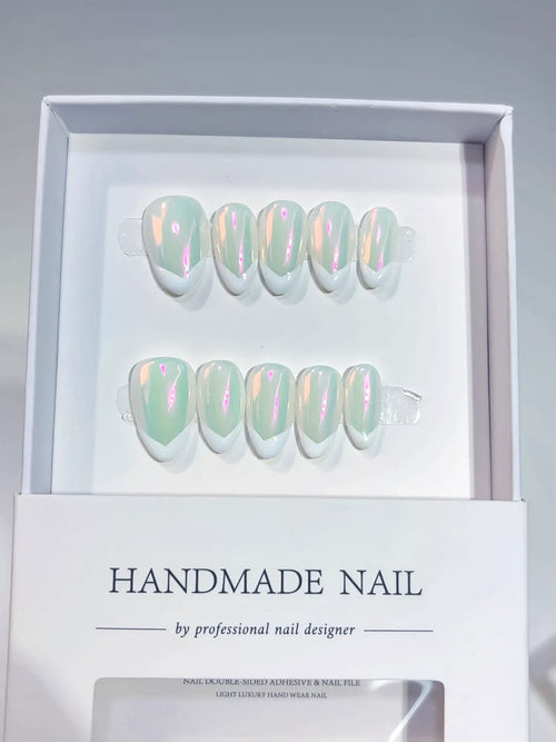 A040 - Short White Almond French tip VibeNailsLab