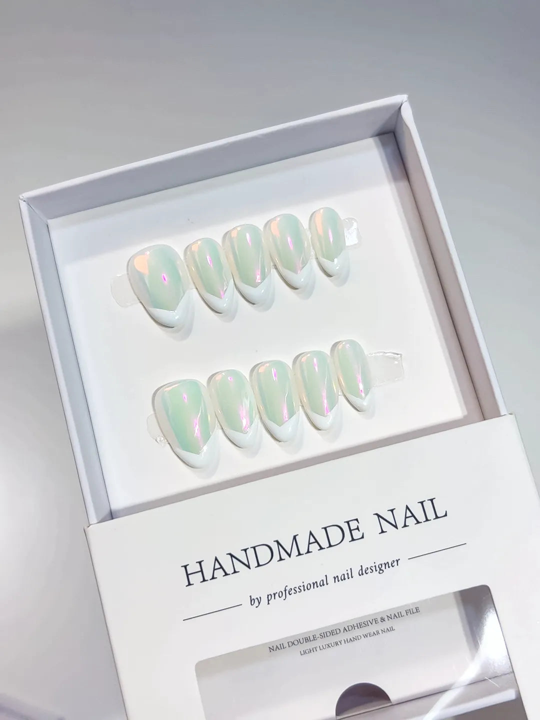 A040 - Short White Almond French tip VibeNailsLab