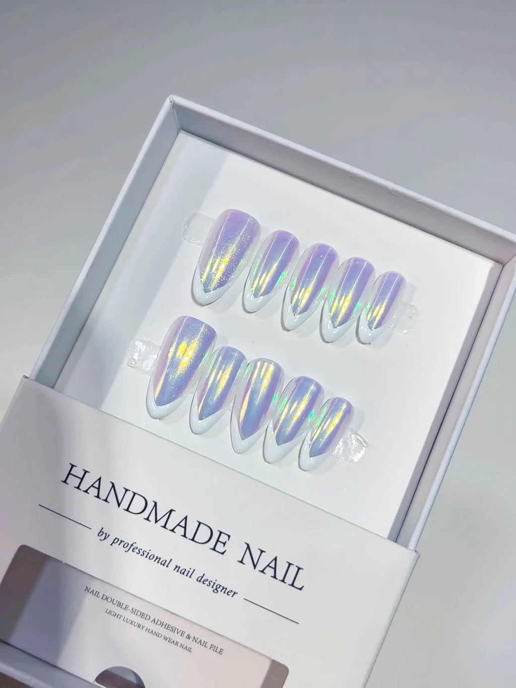 A041 - Medium Multicolor Almond French tip VibeNailsLab