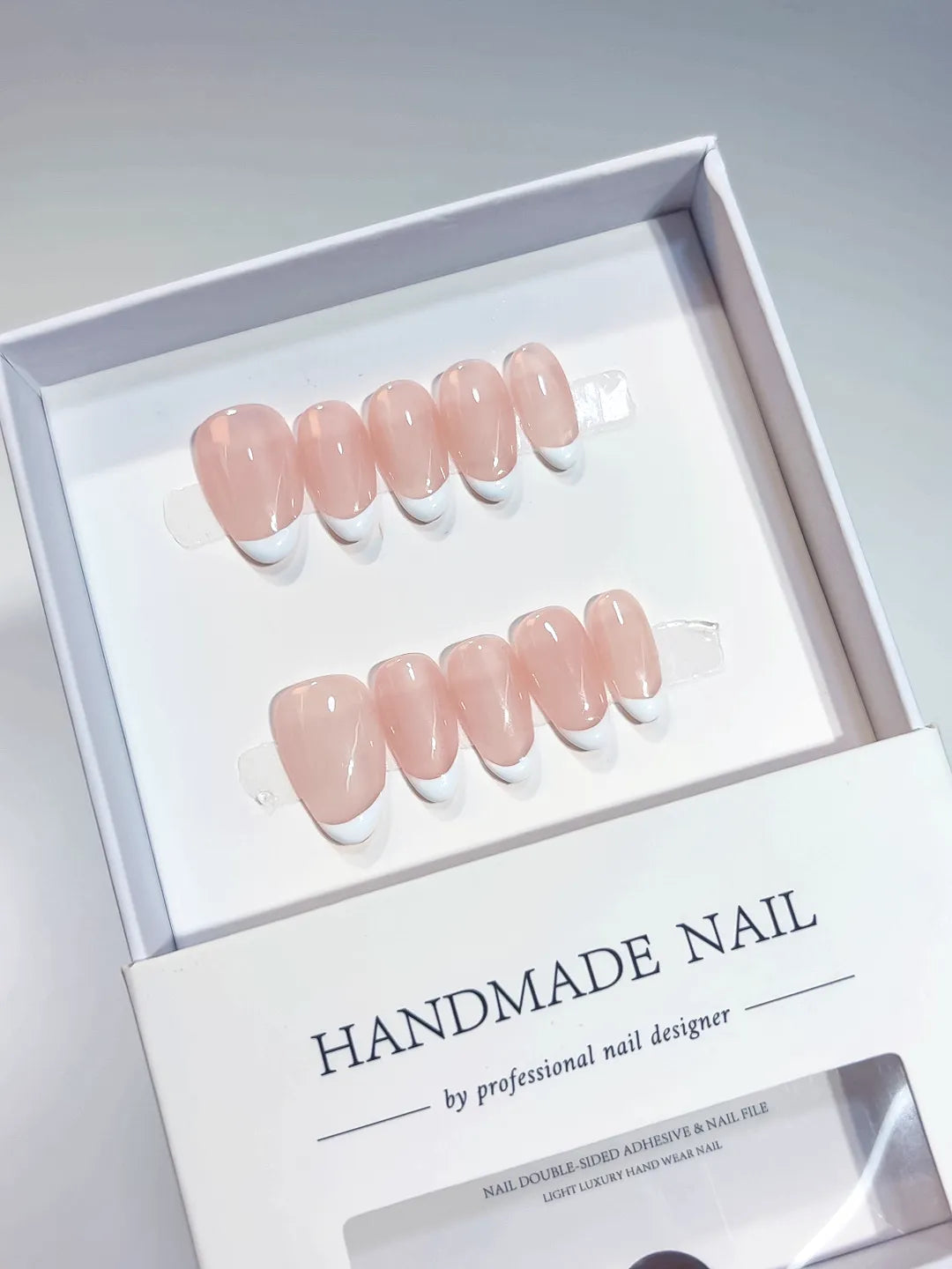 A048 - Short Nude Almond French tip VibeNailsLab