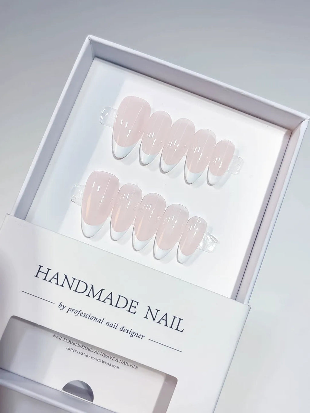 A058 - Medium Pink Almond French tip VibeNailsLab