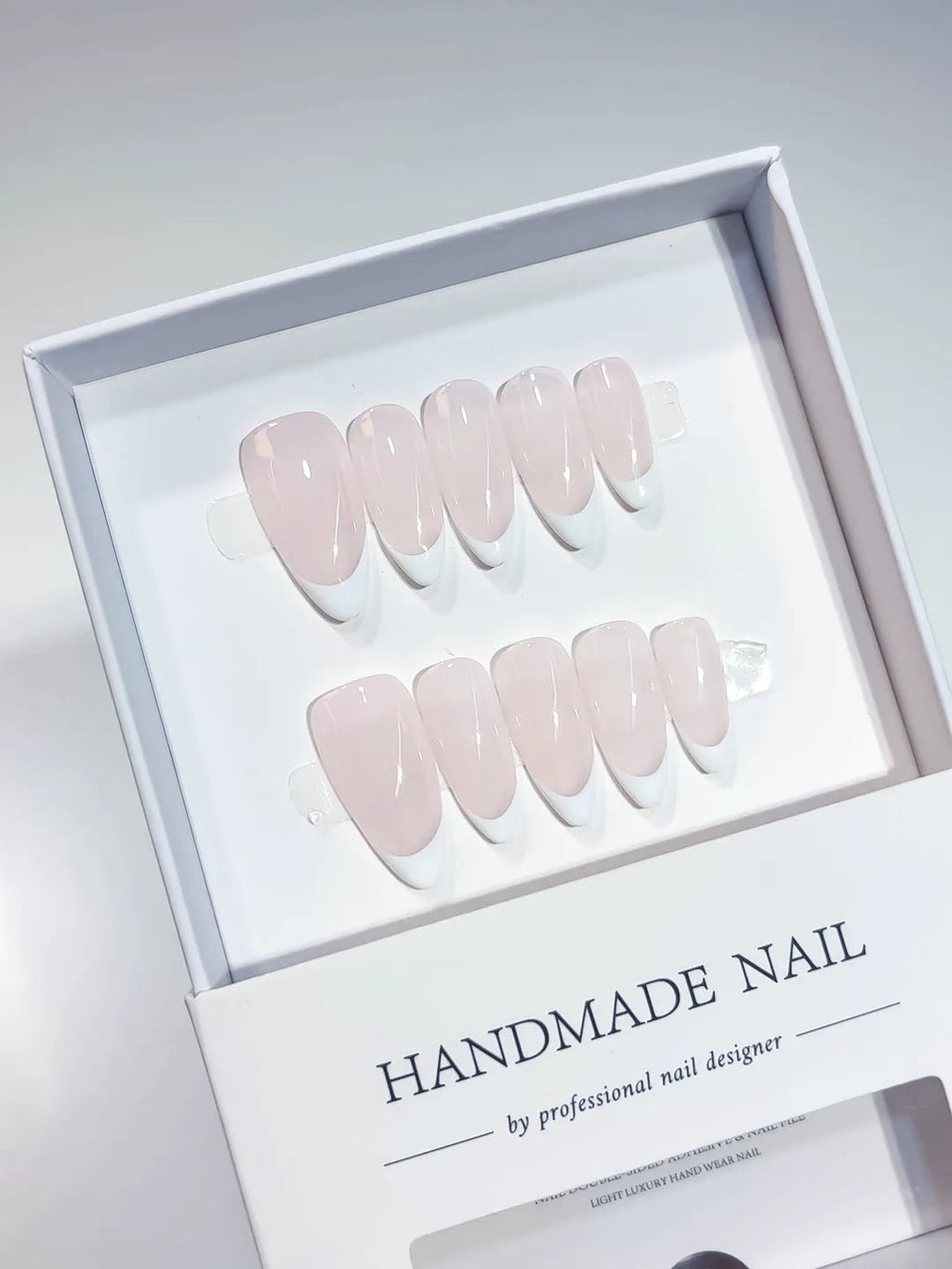 A058 - Medium Pink Almond French tip VibeNailsLab