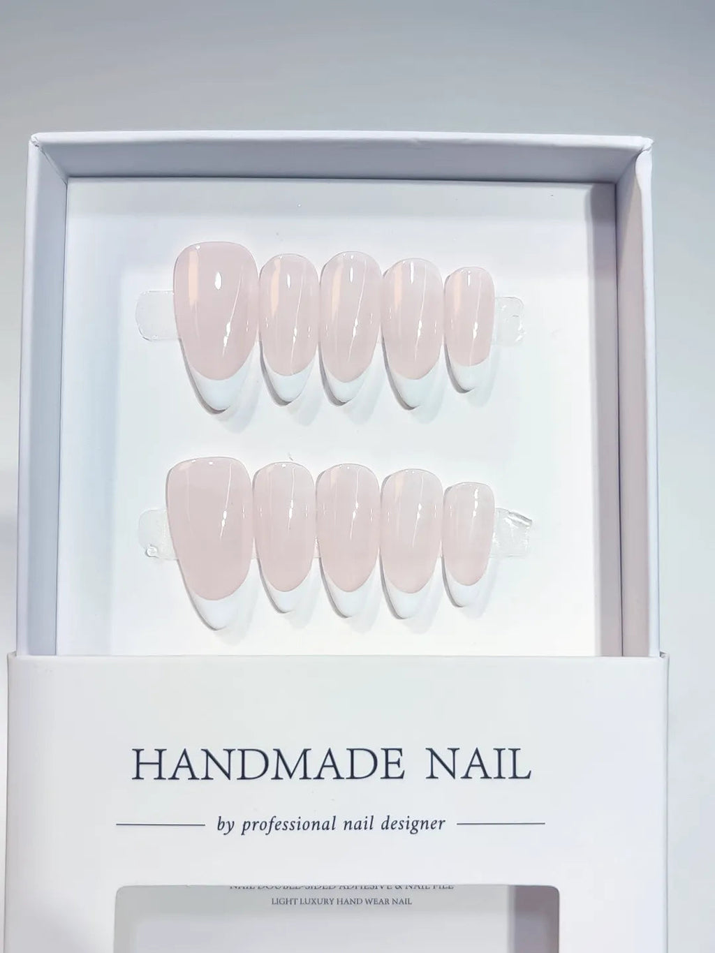 A058 - Medium Pink Almond French tip VibeNailsLab