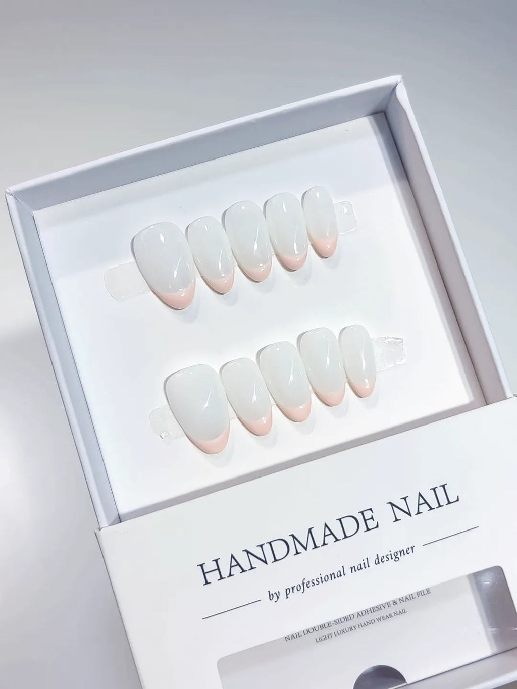 A060 - Short White Almond French tip VibeNailsLab
