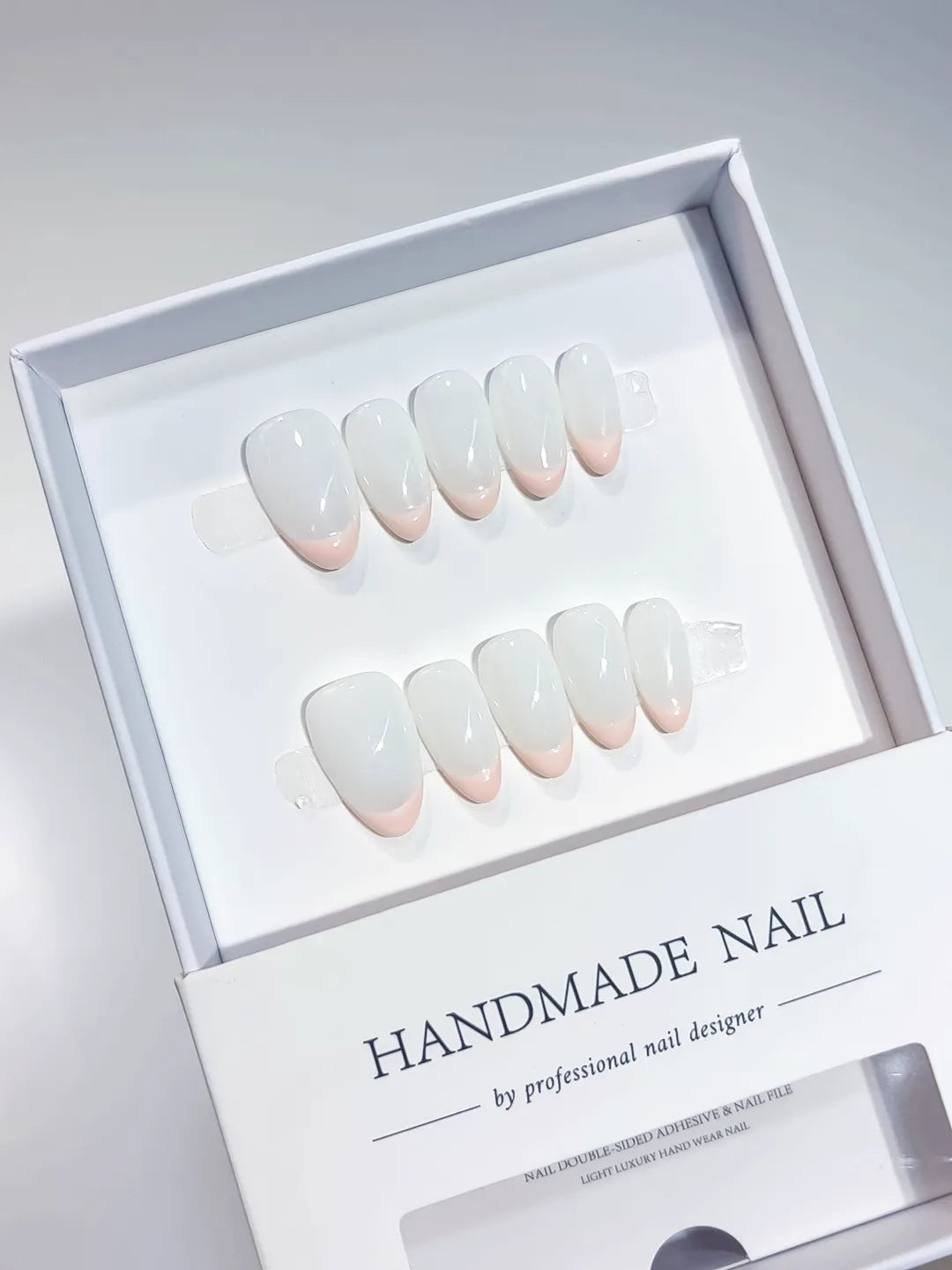 A060 - Short White Almond French tip VibeNailsLab