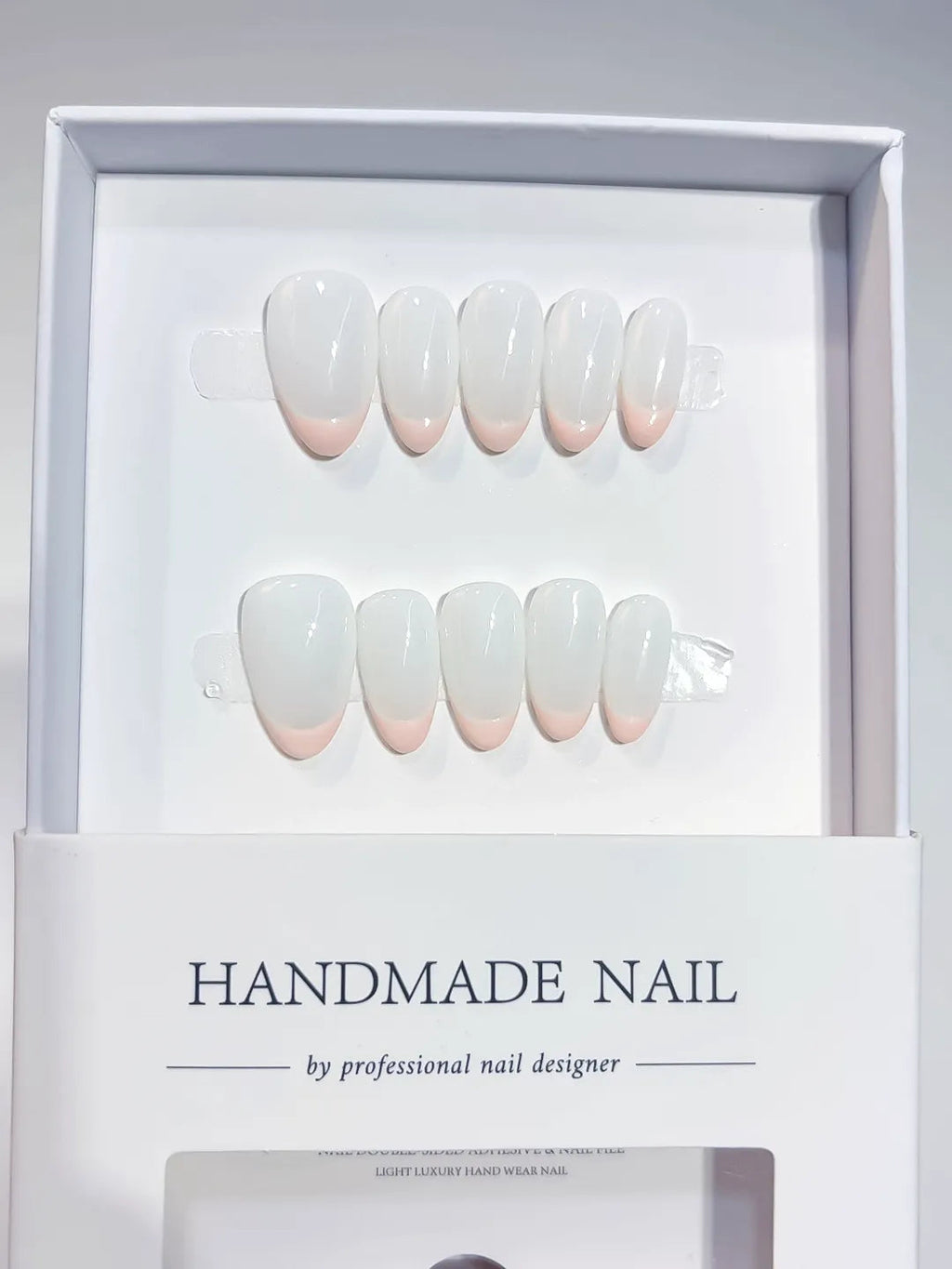 A060 - Short White Almond French tip VibeNailsLab