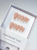 A069 - Medium Nude Oval French tip VibeNailsLab