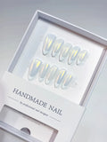 A062 - Medium White Yellow Almond French tip Shine VibeNailsLab