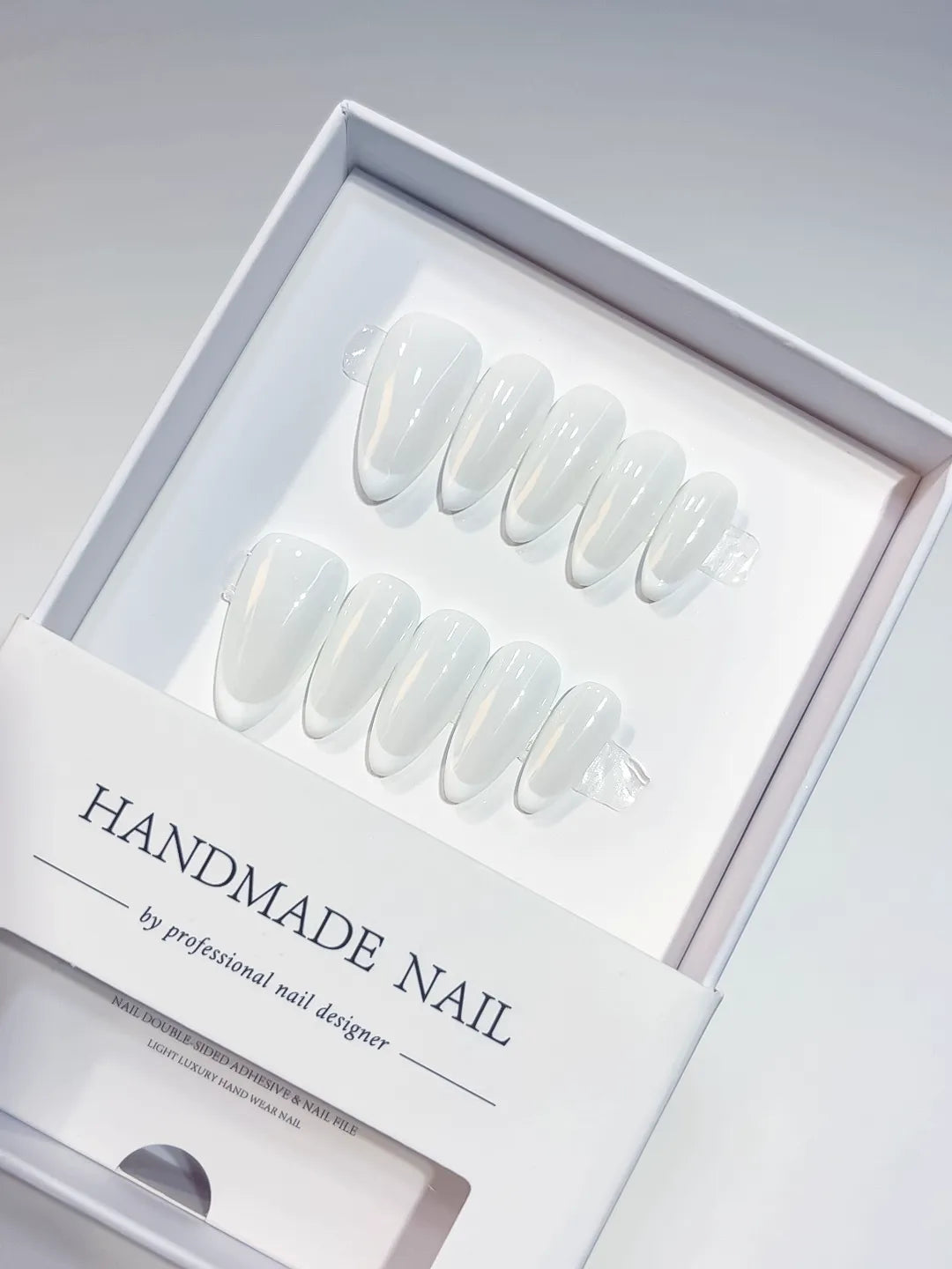 A066 - Medium White Almond French tip VibeNailsLab
