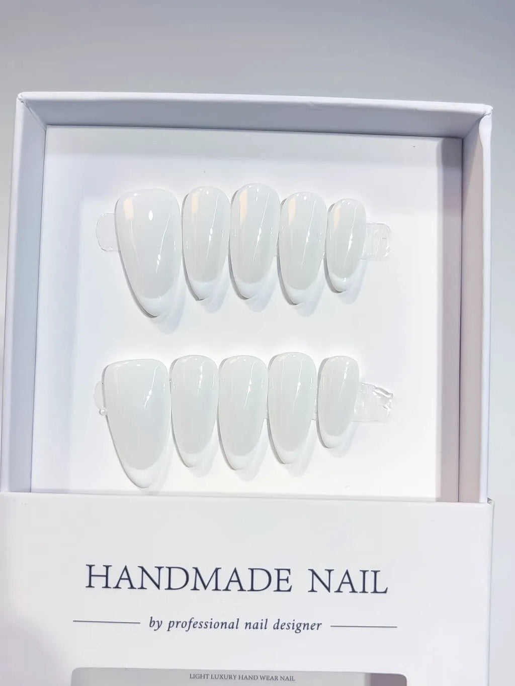 A066 - Medium White Almond French tip VibeNailsLab