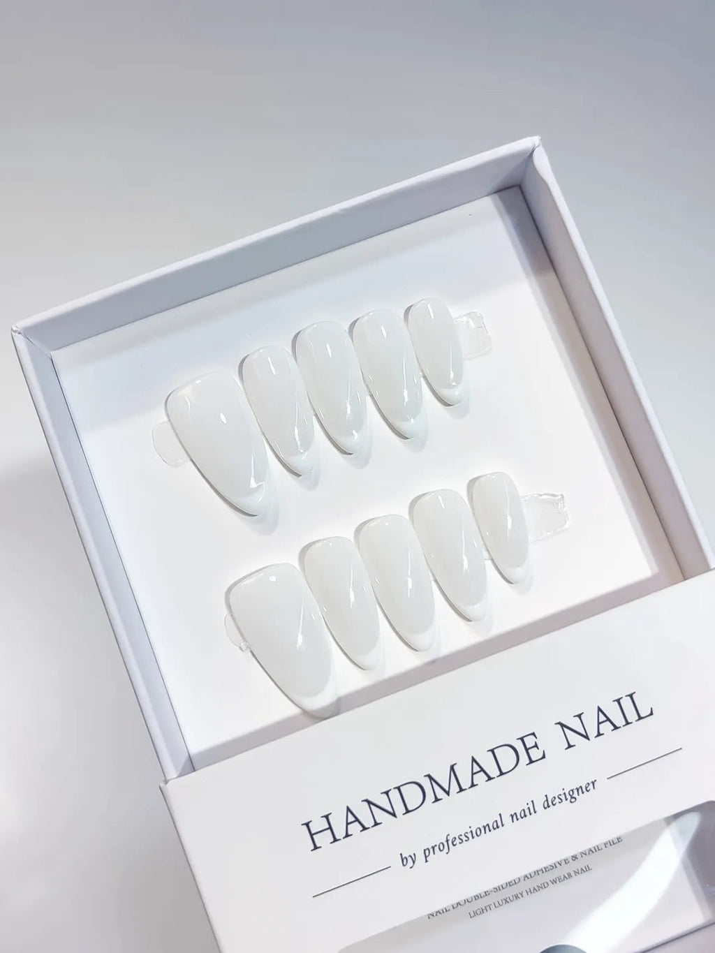 A066 - Medium White Almond French tip VibeNailsLab