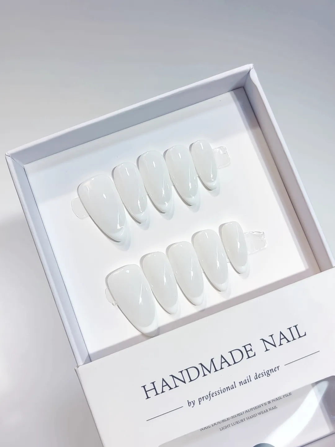 A066 - Medium White Almond French tip VibeNailsLab