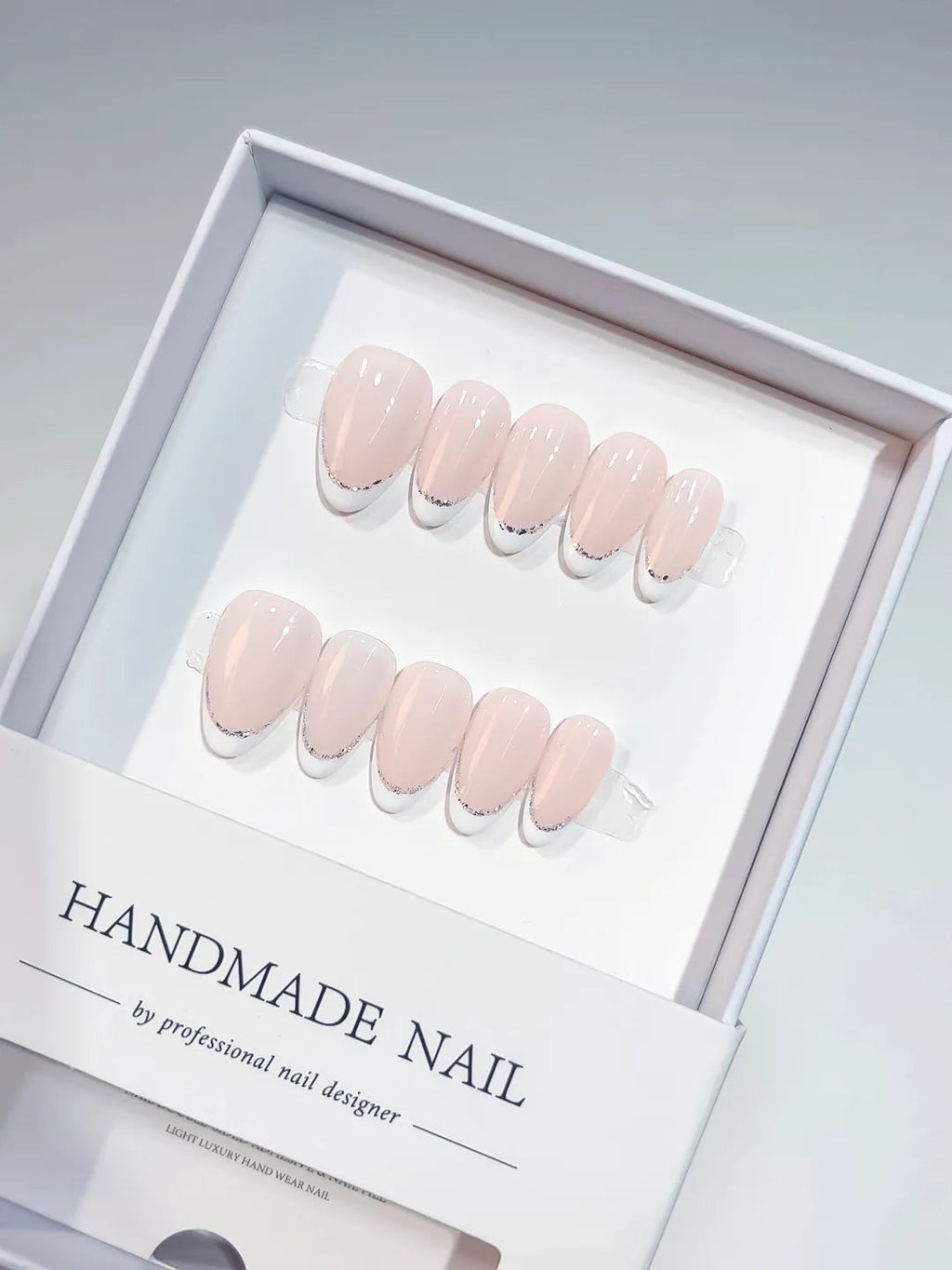 A068 - Short Pink Almond French tip VibeNailsLab