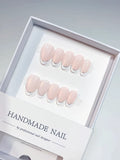 A068 - Short Pink Almond French tip VibeNailsLab