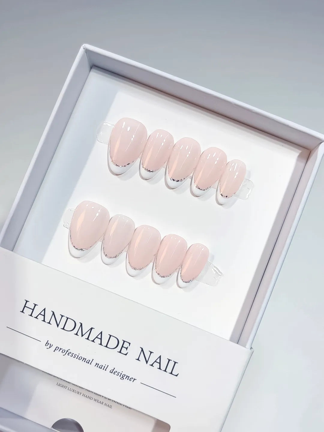 A068 - Short Pink Almond French tip VibeNailsLab