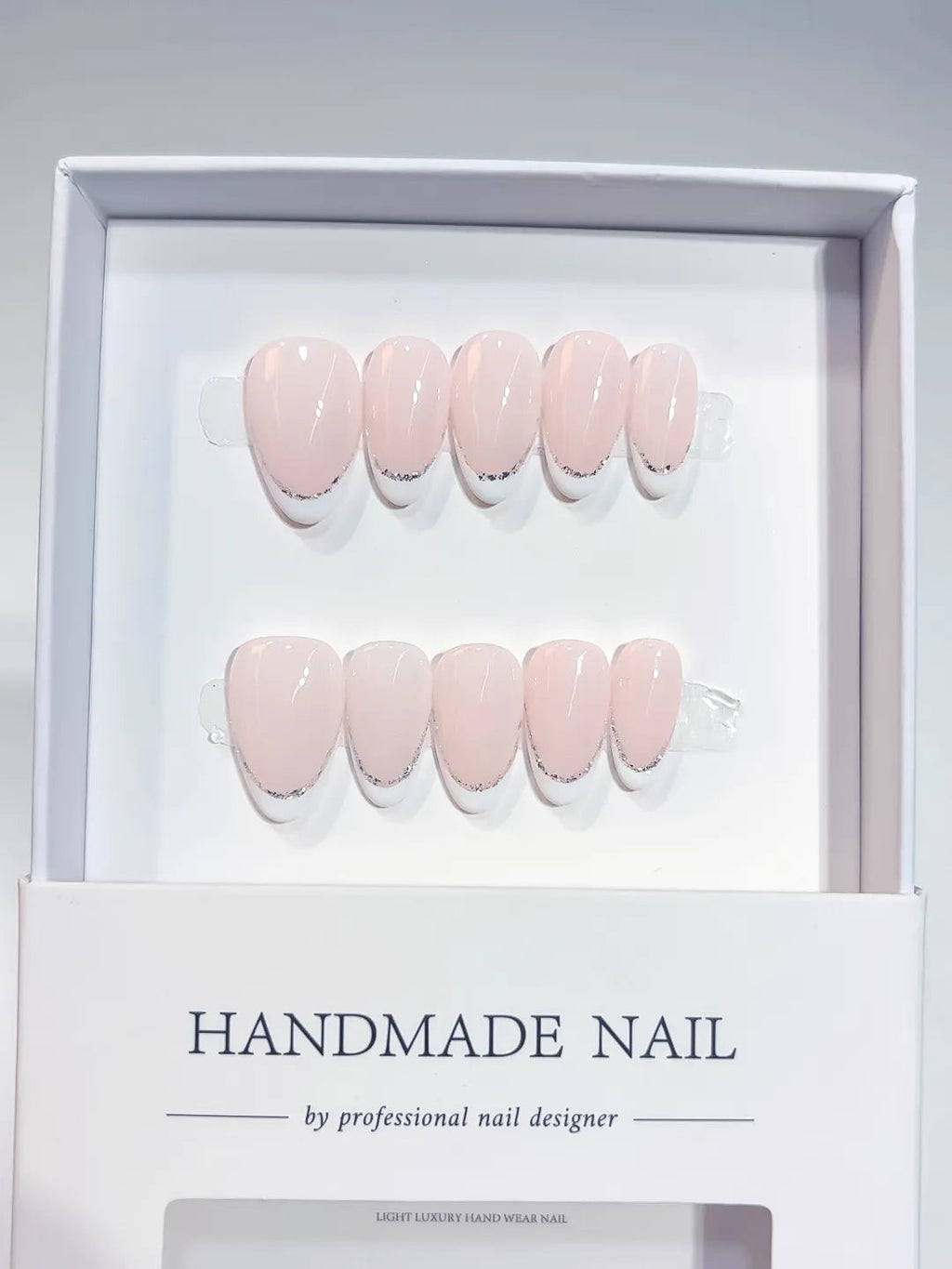A068 - Short Pink Almond French tip VibeNailsLab