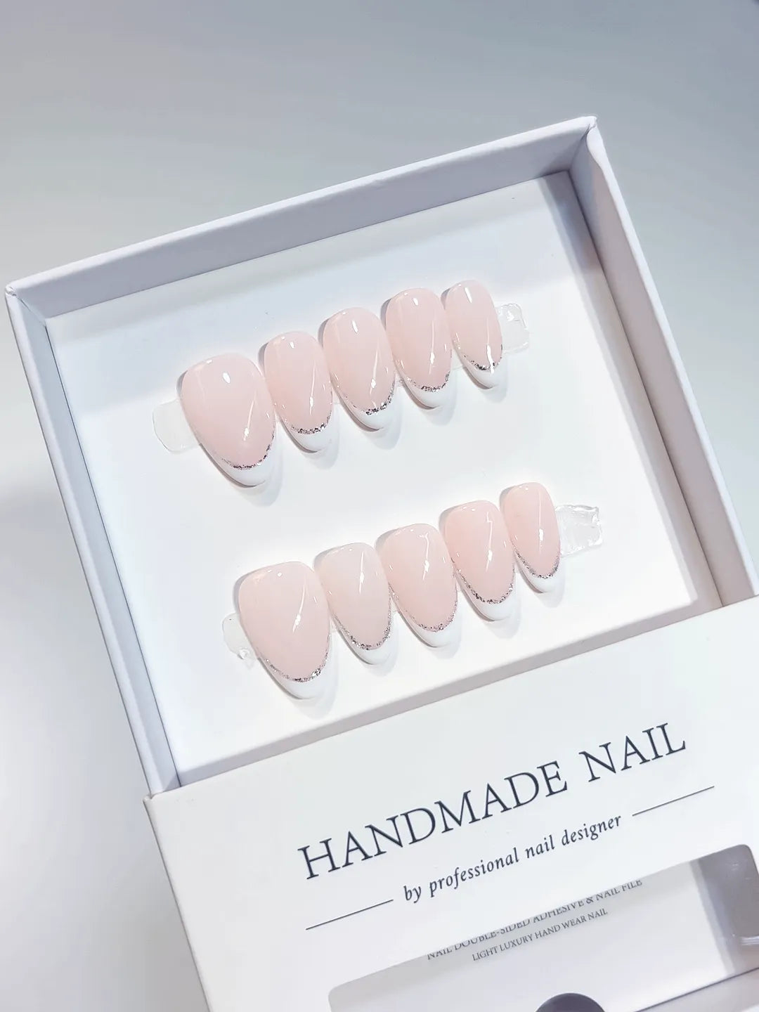 A068 - Short Pink Almond French tip VibeNailsLab