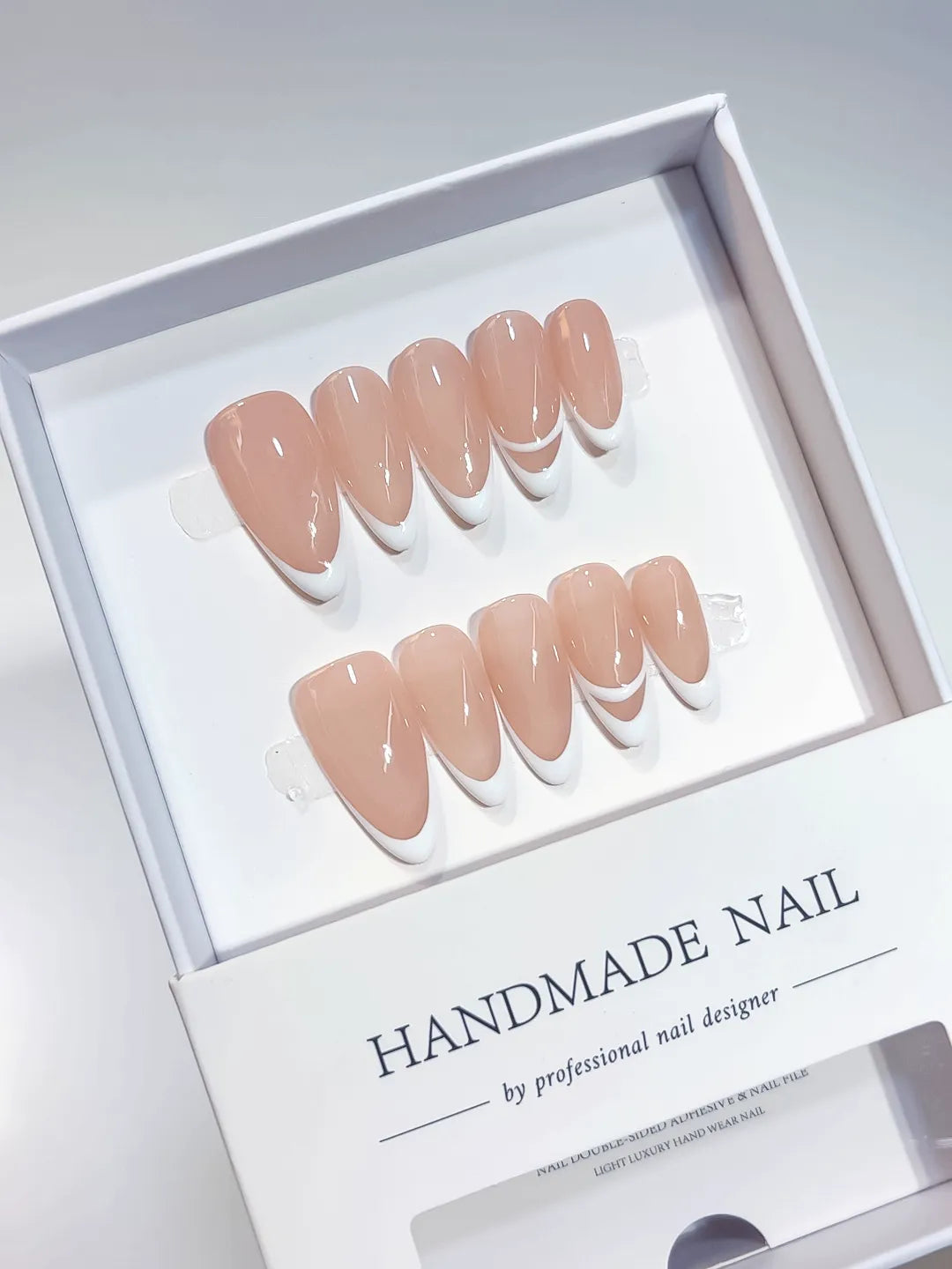 A069 - Medium Nude Oval French tip VibeNailsLab