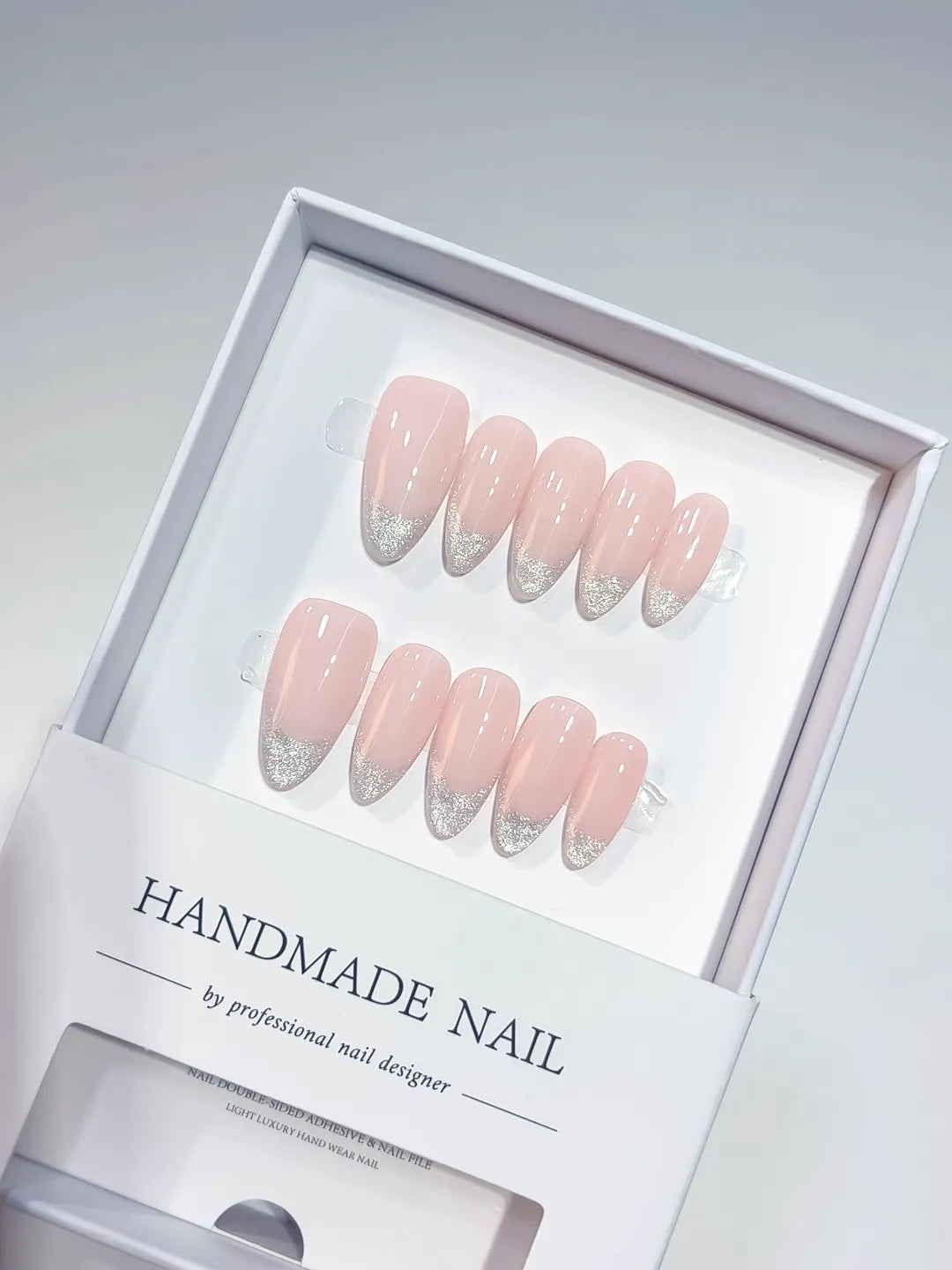 A070 - Medium Pink Almond French tip VibeNailsLab