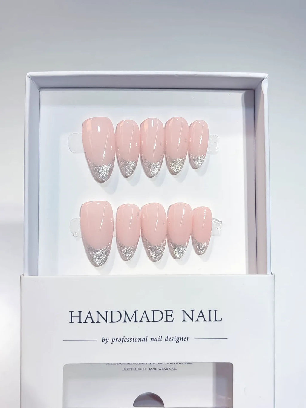 A070 - Medium Pink Almond French tip VibeNailsLab
