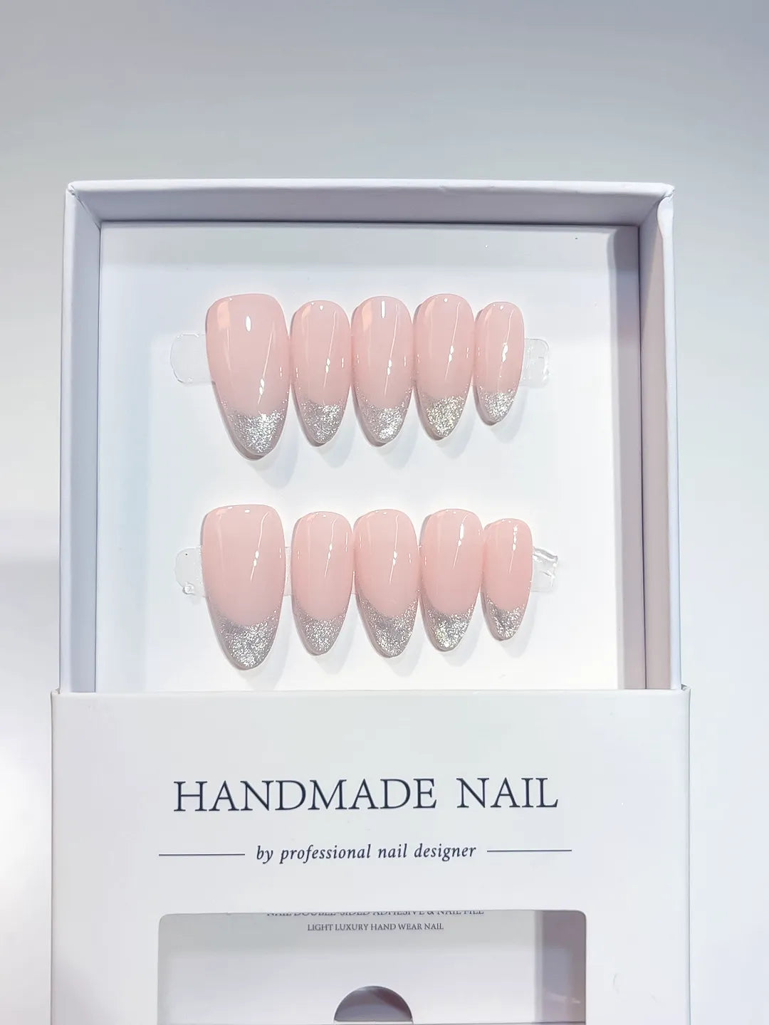 A070 - Medium Pink Almond French tip VibeNailsLab