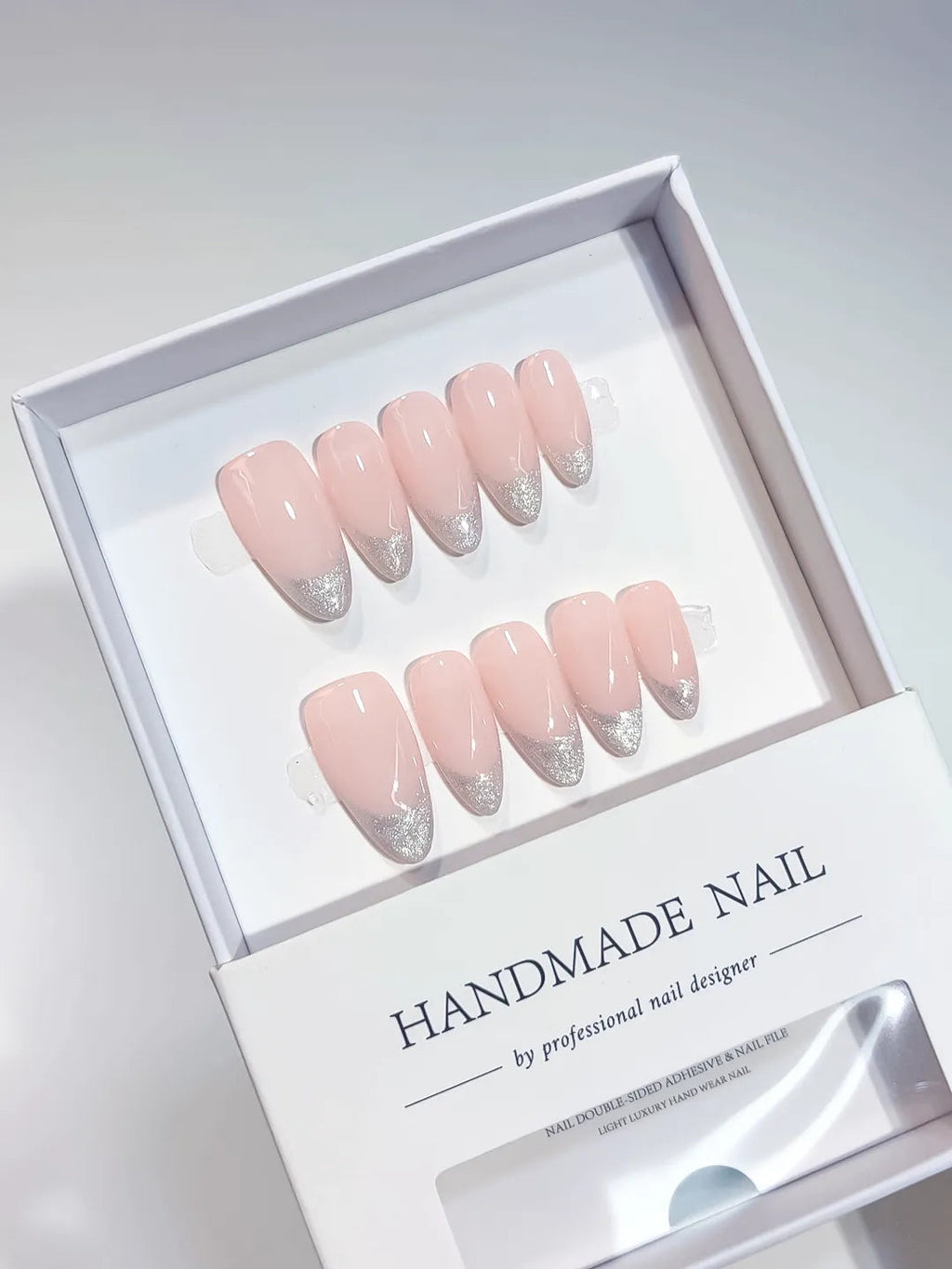 A070 - Medium Pink Almond French tip VibeNailsLab