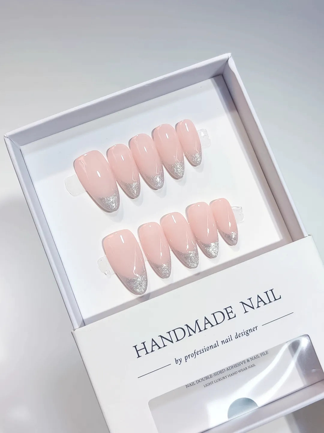A070 - Medium Pink Almond French tip VibeNailsLab