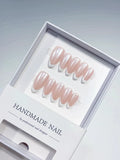 B098 - Medium White Nude Almond French tip VibeNailsLab