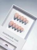 B099 - Medium Nude Multicolor Almond French tip Rhinestone