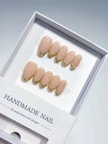B100 - Medium Nude Gold Oval French tip VibeNailsLab