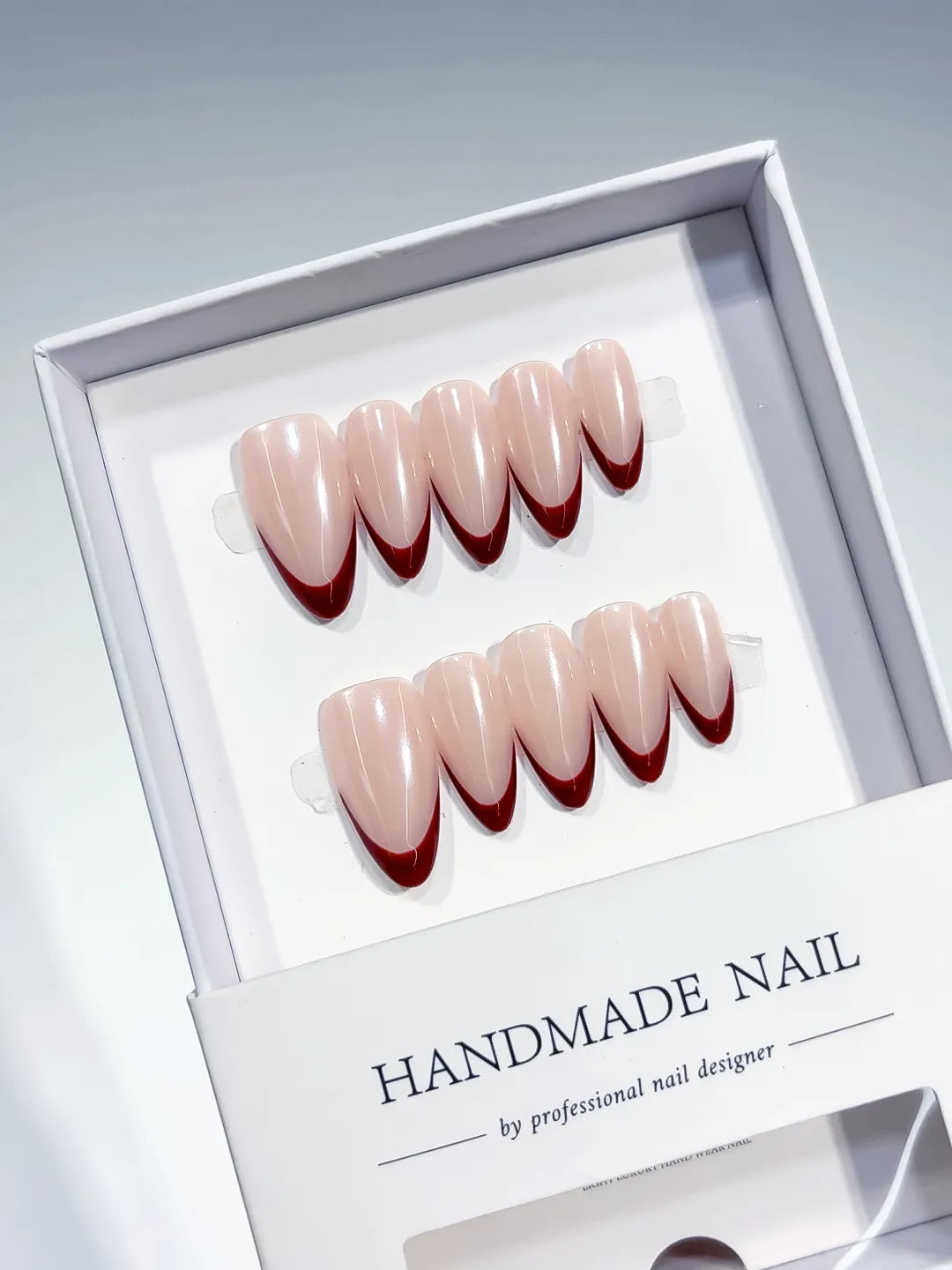 B101 - Medium Nude Red Almond French tip