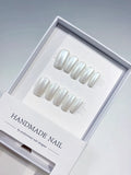 B107 - Medium White Multicolor Square Solid color VibeNailsLab