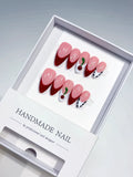 B112 - Medium Pink Red Almond French tip Cherry Leaf