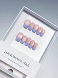 B118 - Medium Pink Purple Square French tip Pearl Sheen