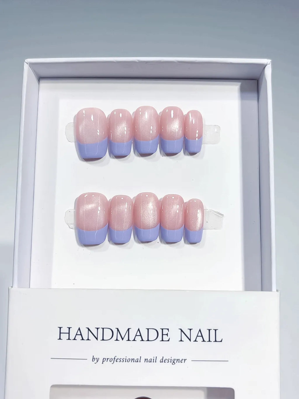 B118 - Medium Pink Purple Square French tip Pearl Sheen