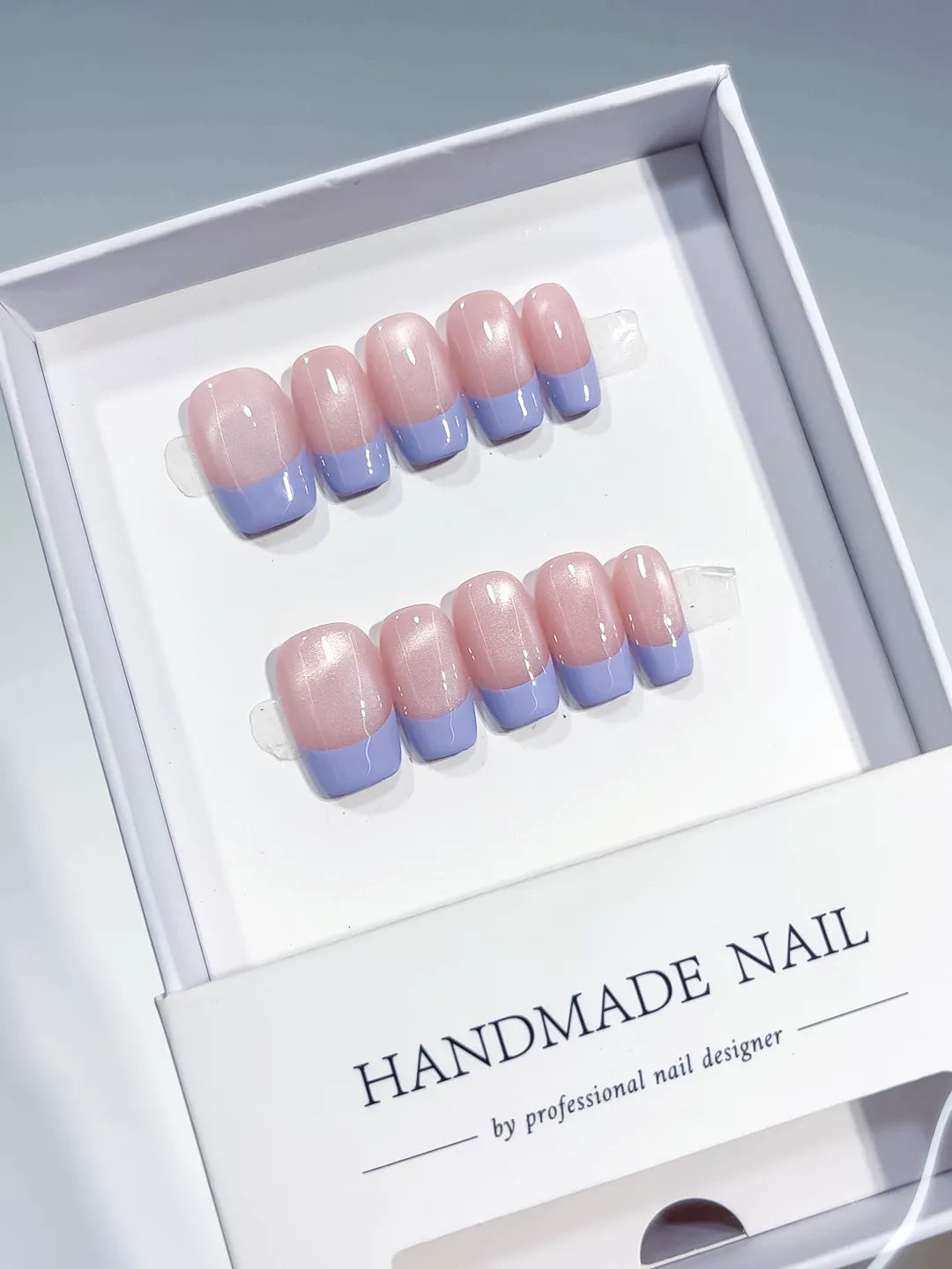 B118 - Medium Pink Purple Square French tip Pearl Sheen