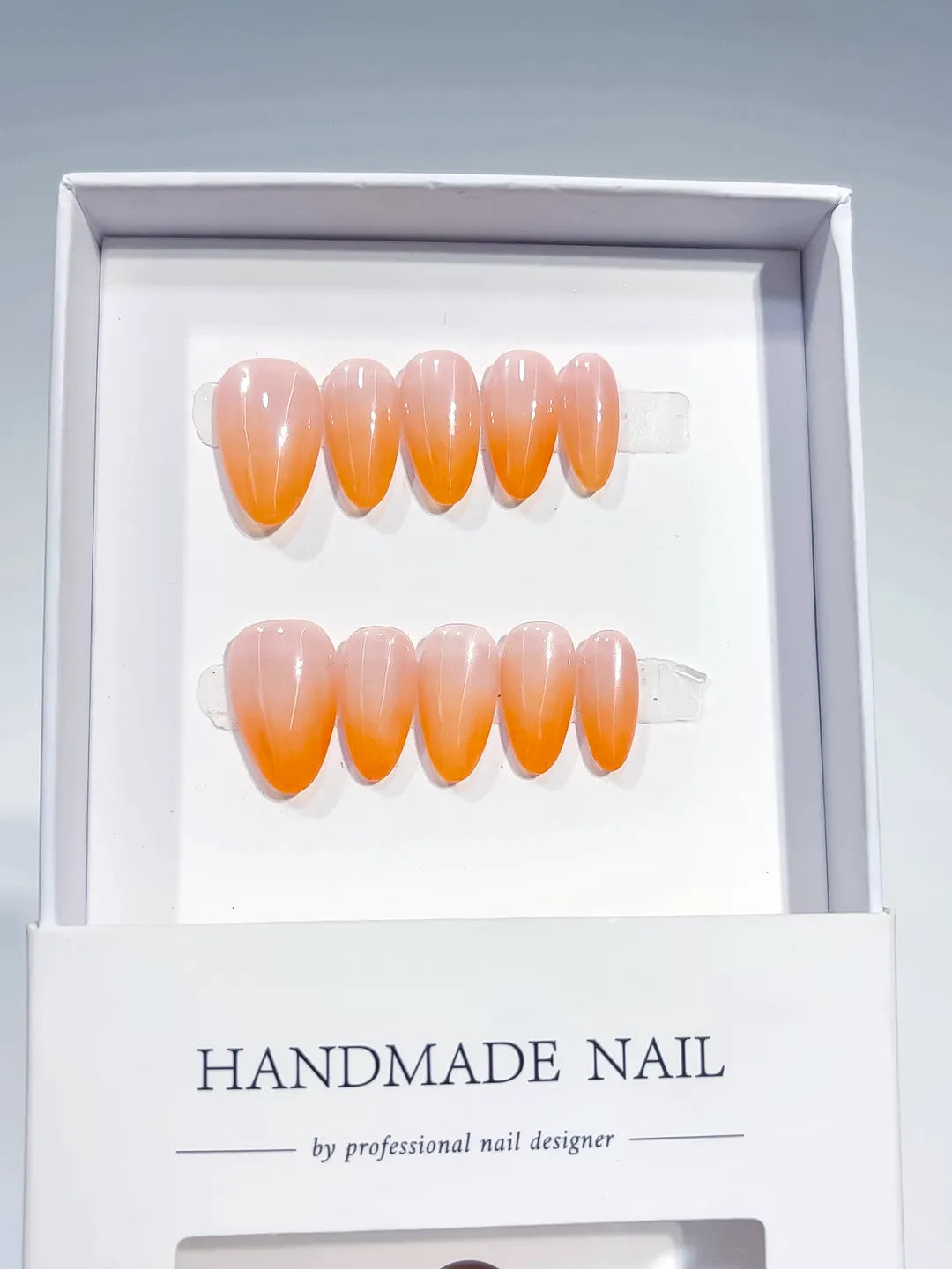 B119 - Short Nude Orange Almond Ombre VibeNailsLab