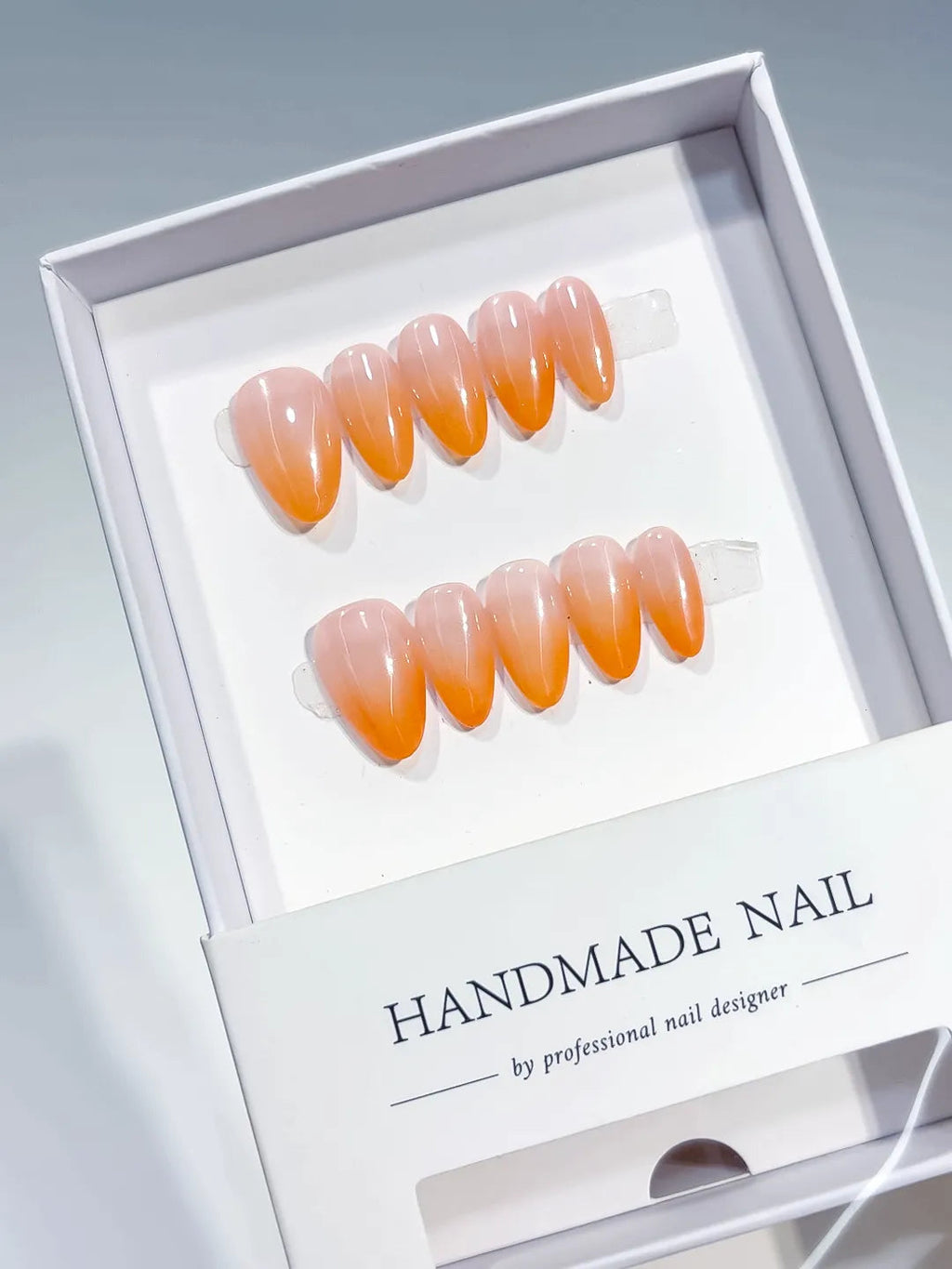 B119 - Short Nude Orange Almond Ombre VibeNailsLab