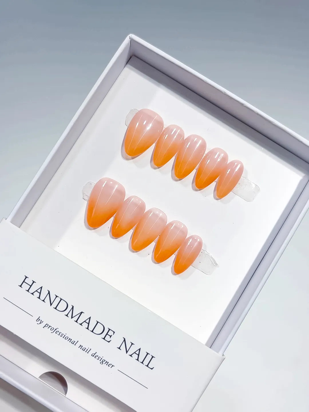 B119 - Short Nude Orange Almond Ombre VibeNailsLab