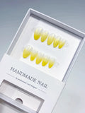 B125 - Short White Yellow Almond Ombre VibeNailsLab
