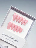 B127 - Medium Pink Almond Solid color VibeNailsLab