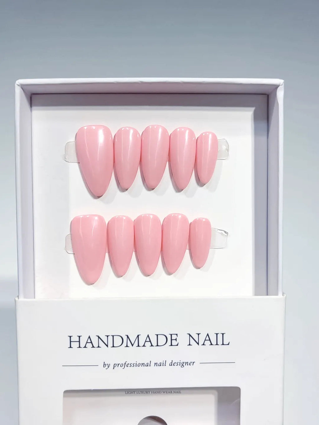 B127 - Medium Pink Almond Solid color VibeNailsLab