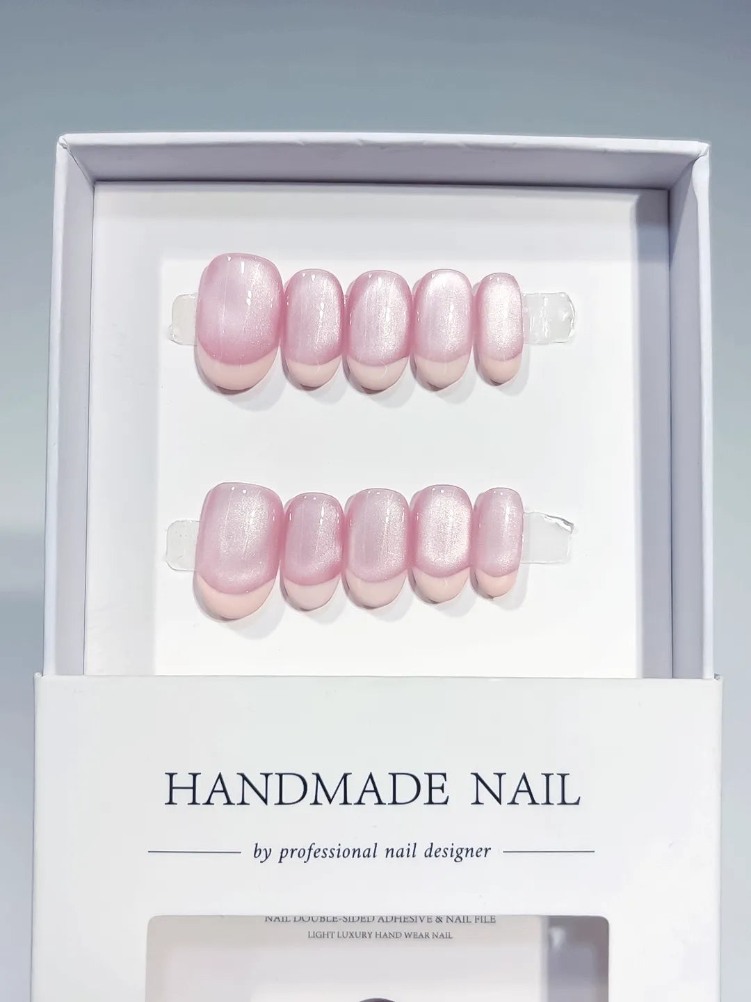 B133 - Short Pink Oval Metallic VibeNailsLab