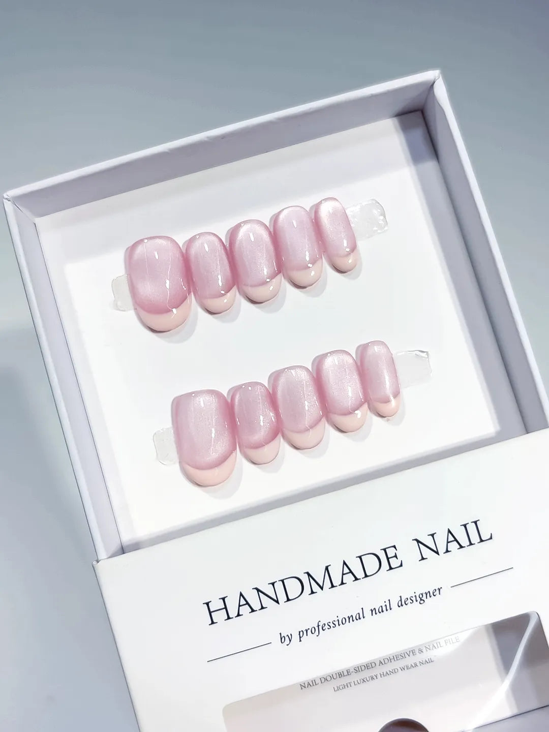 B133 - Short Pink Oval Metallic VibeNailsLab