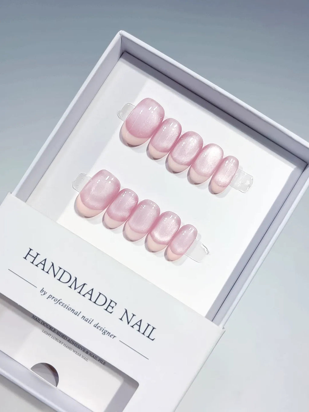 B133 - Short Pink Oval Metallic VibeNailsLab
