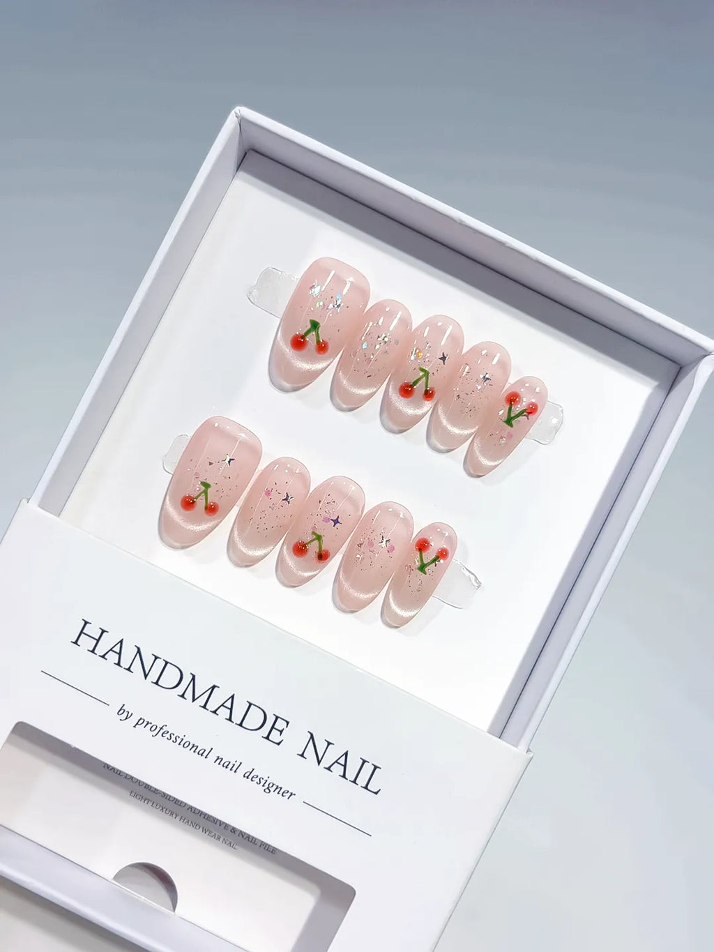 B141 - Medium Nude Pink Oval Solid color Cherry Glitter