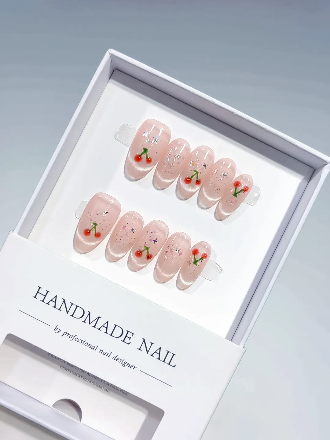 B141 - Medium Nude Pink Oval Solid color Cherry Glitter