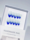 C368 - Medium Blue Almond French tip Rhinestone